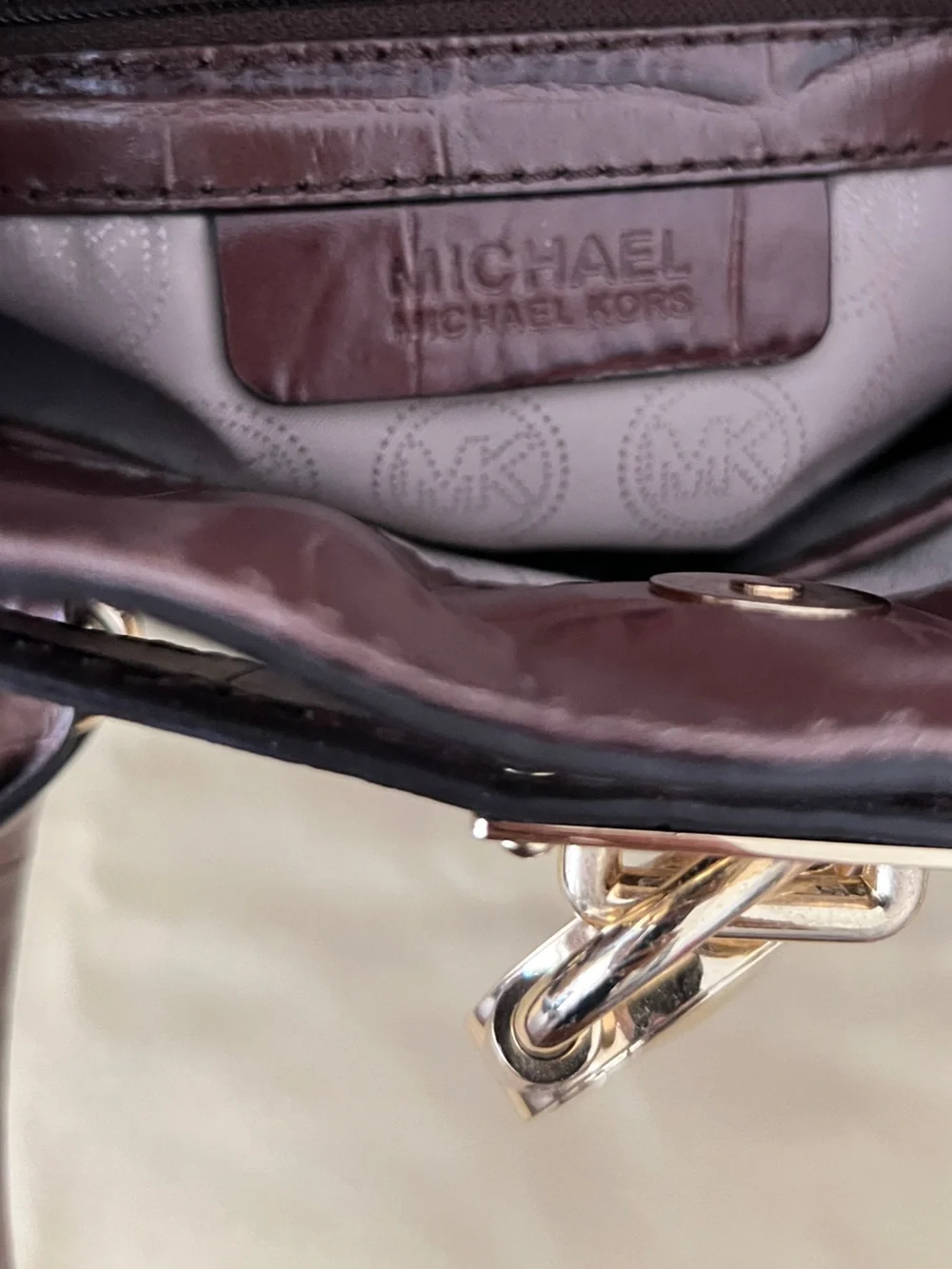 NWT Michael Kors Hamilton East West Crocodile-embossed leather satchel Large